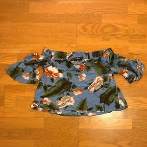 Lulu's Blue Tropical Off-Shoulder Floral Top